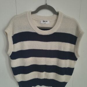 Double Zero Navy and Cream Striped Sweater